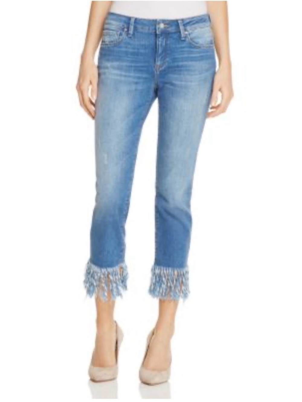 Mavi Blue Kerry Ankle Cropped Mid Rise Straight Leg Jeans Frayed Hem Size 29